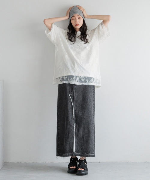 「LOWRYS FARM」 デニムスカート MEDIUM ブルー レディース_画像3