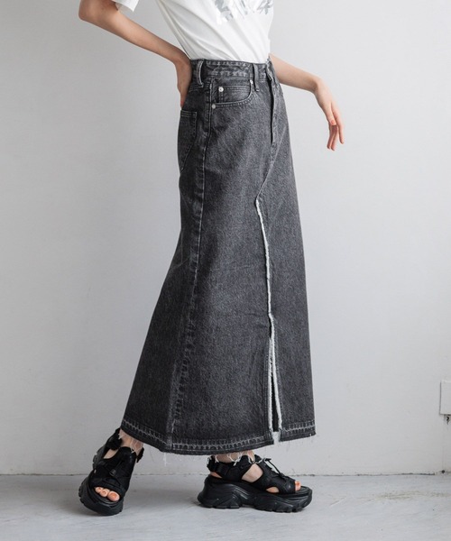 「LOWRYS FARM」 デニムスカート MEDIUM ブルー レディース_画像6