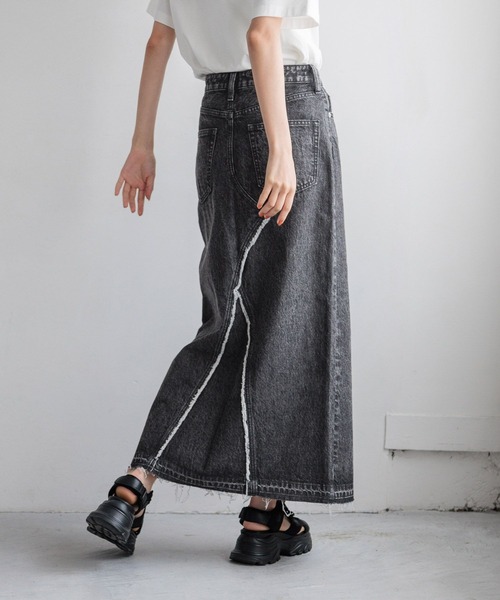 「LOWRYS FARM」 デニムスカート MEDIUM ブルー レディース_画像7