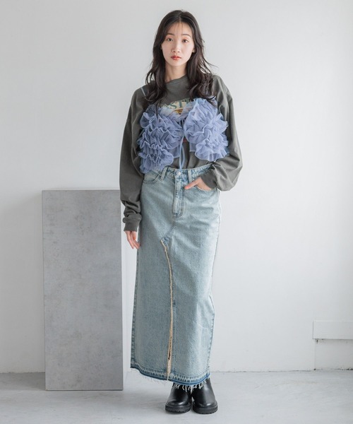 「LOWRYS FARM」 デニムスカート MEDIUM ブルー レディース_画像9