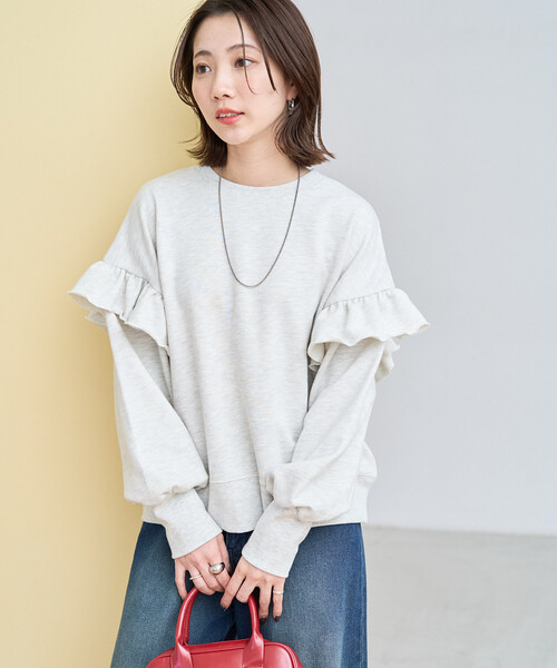 たっぷりフリルが目を惑くハート型他と被らない貴女へ♪レディースファッション トップス スウェット トレーナー FREAK'S STORE（フリークスストア） トレーナー スウェット 限定展開