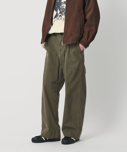 HBEAUTY＆YOUTHワークパンツベイカーパンツカーゴパンツミリタリーメンズ BEAUTY＆YOUTH UNITED ARROWS カーゴパンツ ヘリンボーン ツイル