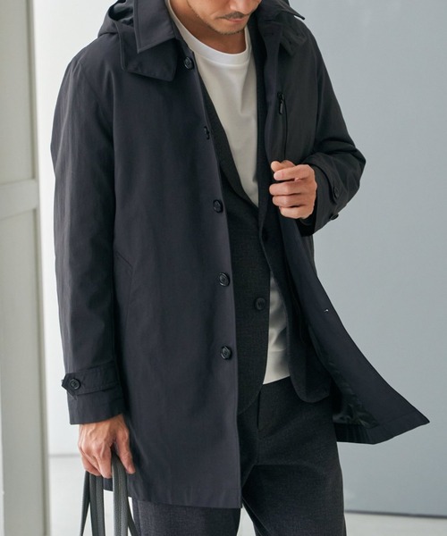 IKKA LOUNGE ステンカラーコート コート 2WAYライナー付きフードステン