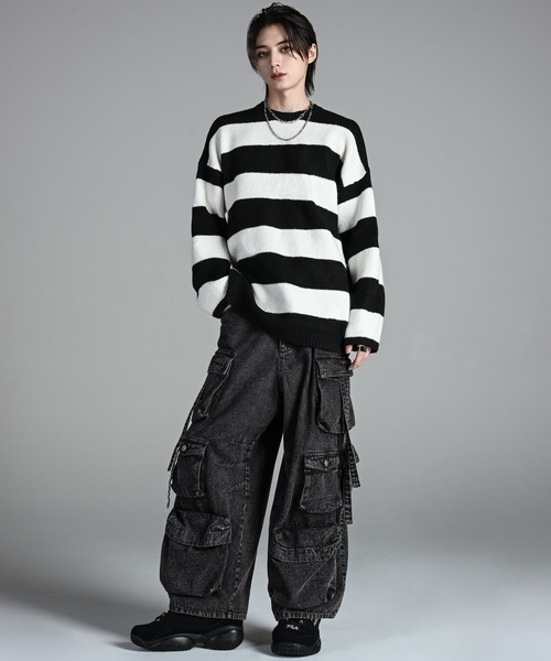 「ADRER」 長袖ニット SMALL グレー メンズ_画像4