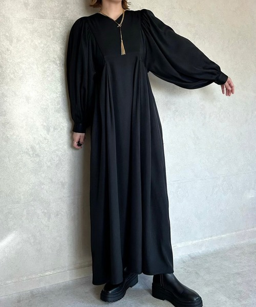 「ECRIRE」 長袖ワンピース M ブラック レディース_画像3