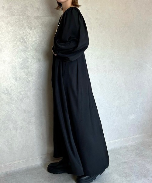 「ECRIRE」 長袖ワンピース M ブラック レディース_画像5