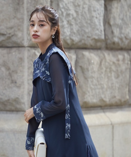 「Callarus」 長袖ワンピース 4L ブラック レディース_画像6