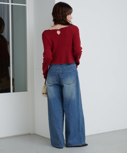 ジーンズ デニム デニムパンツ 「2サイズ展開/低身長サイズ/ウエスト調節可」カーブステッチデニム レディース