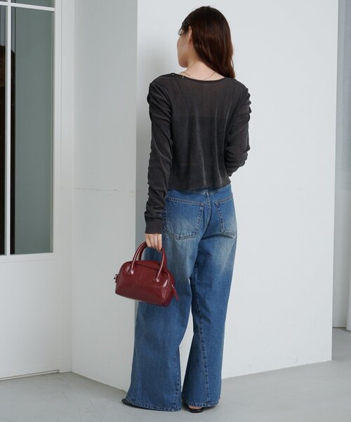 ジーンズ デニム デニムパンツ 「2サイズ展開/低身長サイズ/ウエスト調節可」カーブステッチデニム レディース