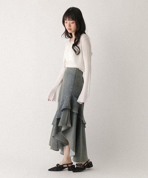 Heather（ヘザー） デニムスカート デニムフリルロングスカート 653942