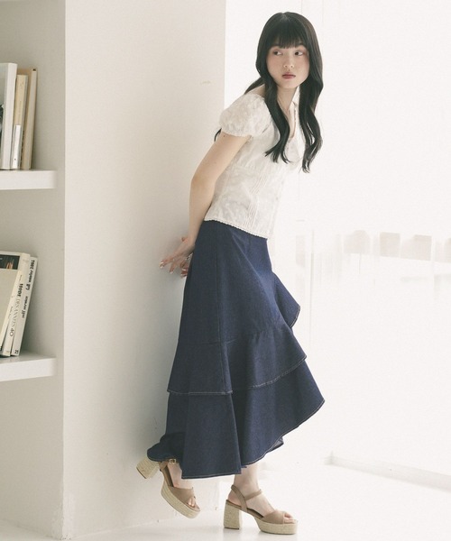 Heather（ヘザー） デニムスカート デニムフリルロングスカート 653942