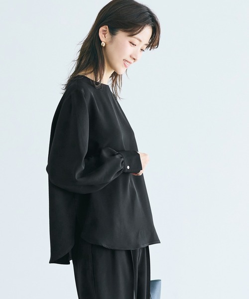 【美品】5W ファイブダブリュー ゴワット ノーカラーシャツ　ブラック　サイズ3 coca（コカ） ブラウス シャツ バックゴールドジップノーカラー