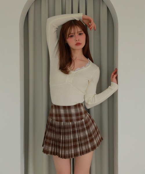 M DOLLY スカート check pleats mirel mini skirt/チェックプリーツ