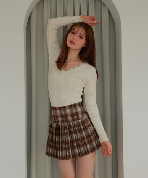 M DOLLY スカート check pleats mirel mini skirt/チェックプリーツ