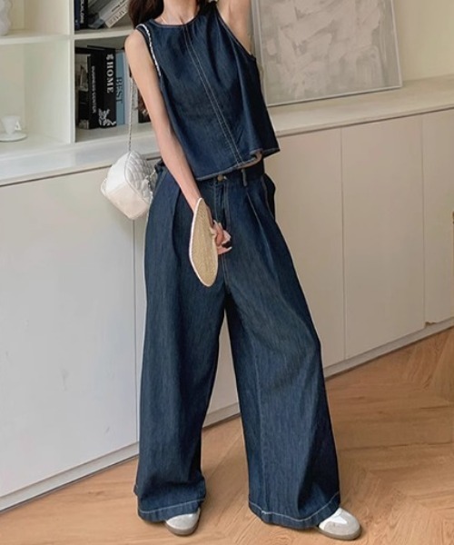 「FAVORITO」 セットアップ L ダークブルー レディース_画像6