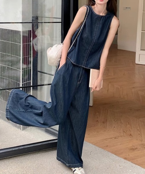 「FAVORITO」 セットアップ L ダークブルー レディース_画像7