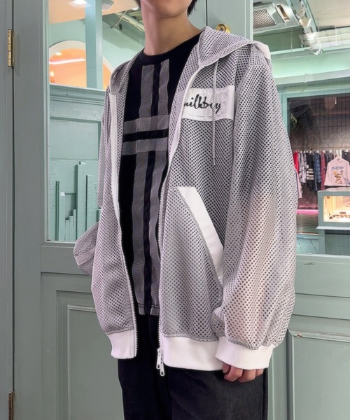 パーカー MESHED ZIP パーカー メンズ レディースの画像