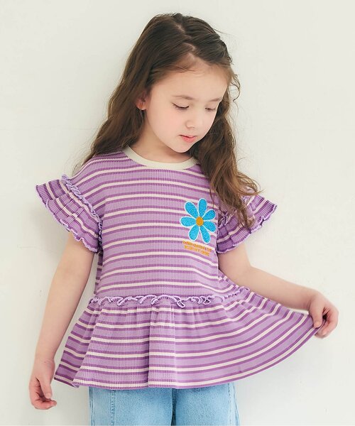 apres les cours（アプレレクール） tシャツ フラワーワッペンペプラム