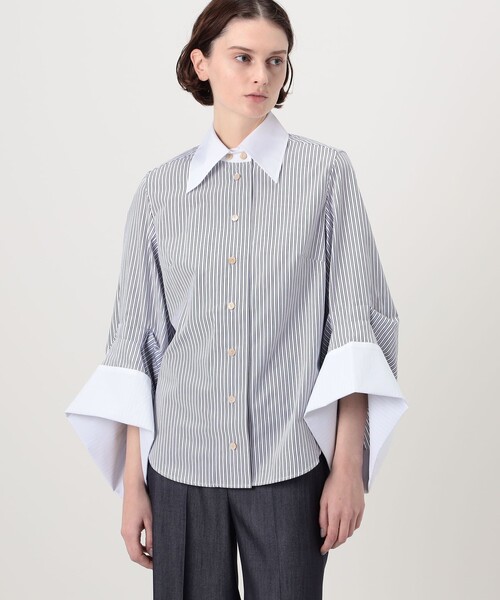 ブラウス シャツ palmer//harding Intention ストライプ シャツ レディースの画像