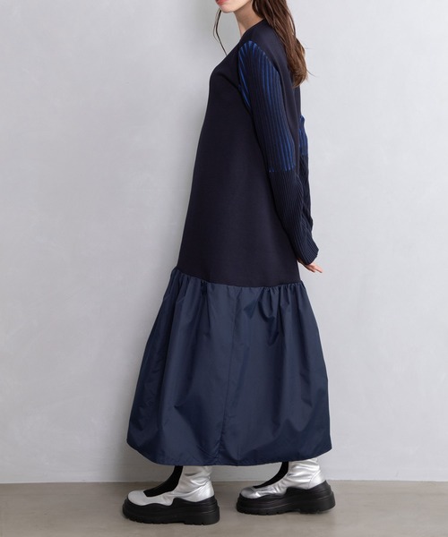 「MARECHAL TERRE」 長袖ワンピース MEDIUM ネイビー レディースの画像