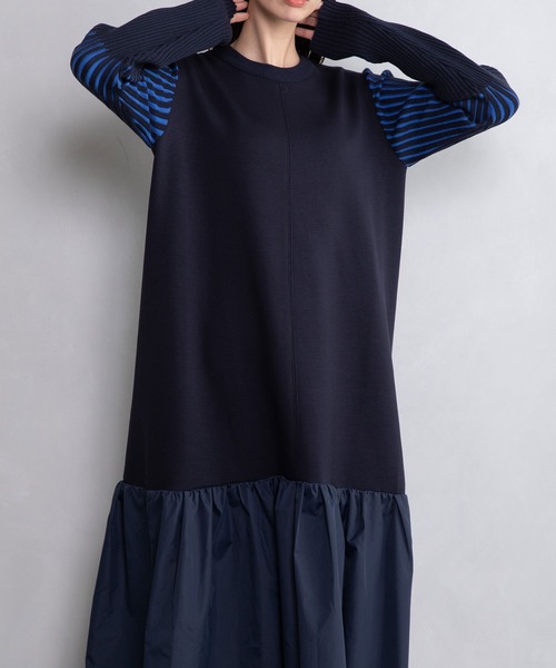 「MARECHAL TERRE」 長袖ワンピース MEDIUM ネイビー レディースの画像