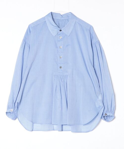 ブラウス シャツ Robes＆Confections/ローブス＆コンフェクションズ/コンパクトコットンローンシャンブレーギャザーシャツ レディースの画像