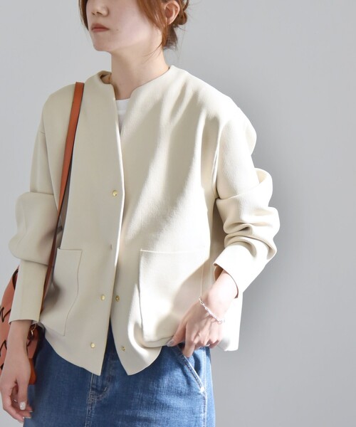 「quaranciel」 ノーカラージャケット ONE SIZE ベージュ レディース_画像6