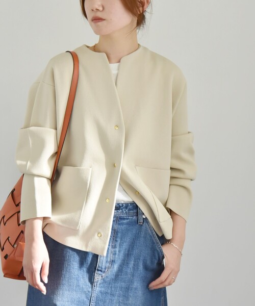 「quaranciel」 ノーカラージャケット ONE SIZE ベージュ レディース_画像7