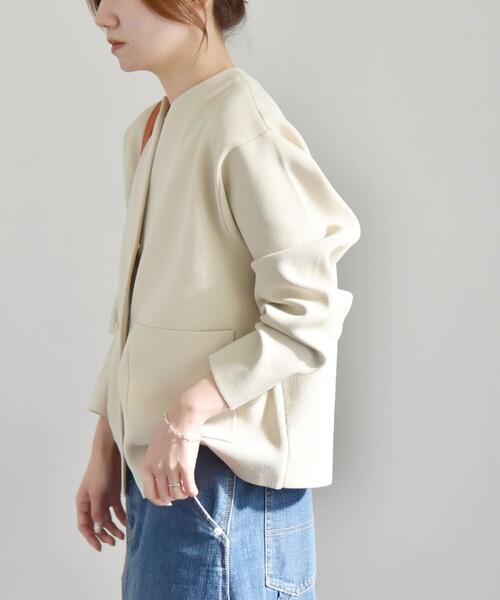 「quaranciel」 ノーカラージャケット ONE SIZE ベージュ レディース_画像8