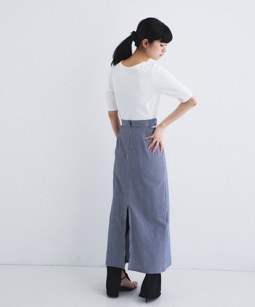 tシャツ rib jersey point neck tee レディースの画像