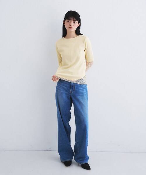 tシャツ rib jersey point neck tee レディースの画像