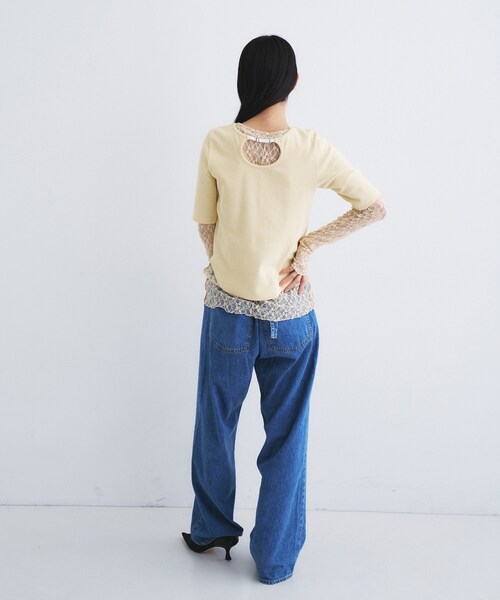 tシャツ rib jersey point neck tee レディースの画像