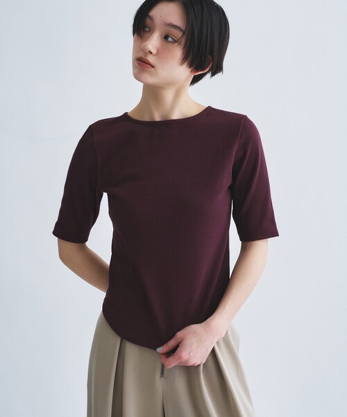 tシャツ rib jersey point neck tee レディースの画像