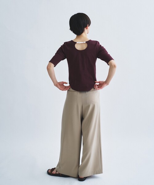 tシャツ rib jersey point neck tee レディースの画像