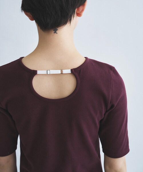 tシャツ rib jersey point neck tee レディースの画像