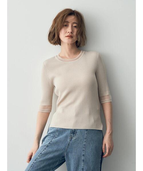 「YECCA VECCA」 半袖ニット FREE ブラック レディース_画像5