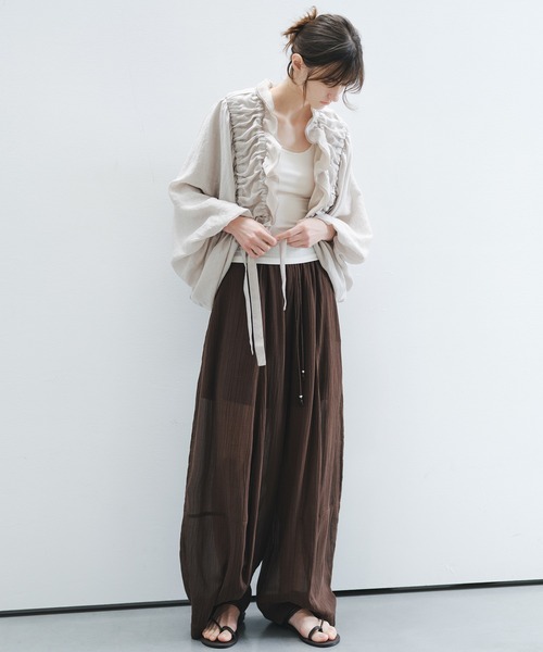 ワイドパンツ パンツ 「tageechita」カーブシルエット ドローストリングパンツ レディース | tageechita | 13