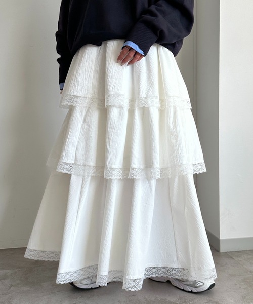 「apres jour mignon」 フリルスカート X-LARGE オフホワイト レディース_画像2