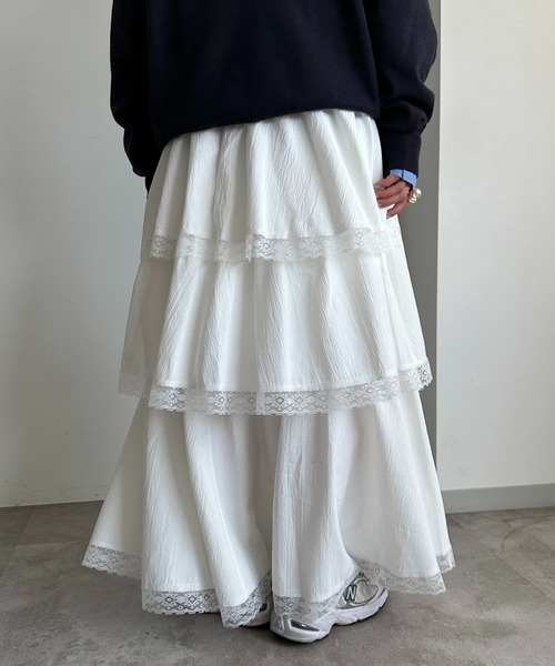 「apres jour mignon」 フリルスカート X-LARGE オフホワイト レディース_画像3