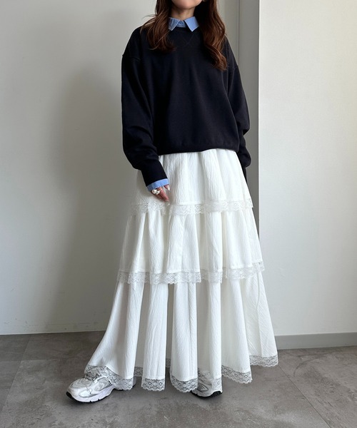 「apres jour mignon」 フリルスカート X-LARGE オフホワイト レディース_画像4
