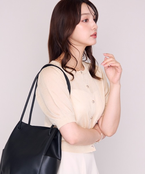 「MISCH MASCH」 ニットカーディガン フリ- ピンク レディース_画像2