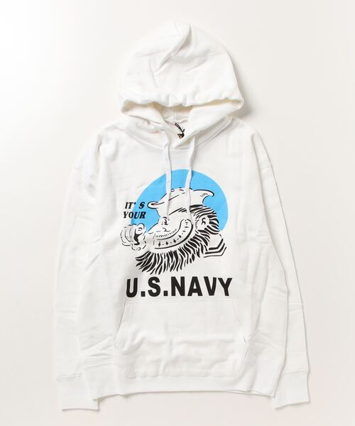 HOUSTON（ヒューストン） パーカー 「HOUSTON」H/W PRINT HOODIE(NAVY 
