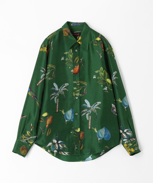 CABaN ボタニカル柄 シルクシャツ シャツ ブラウス CABaN シルク ボタニカルプリントシャツ