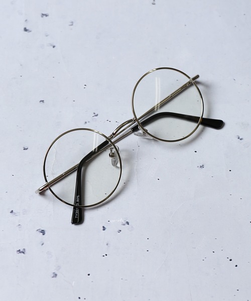 SPINNS 伊達メガネ メガネ 眼鏡 ラウンド型丸メガネ/メタルフレーム