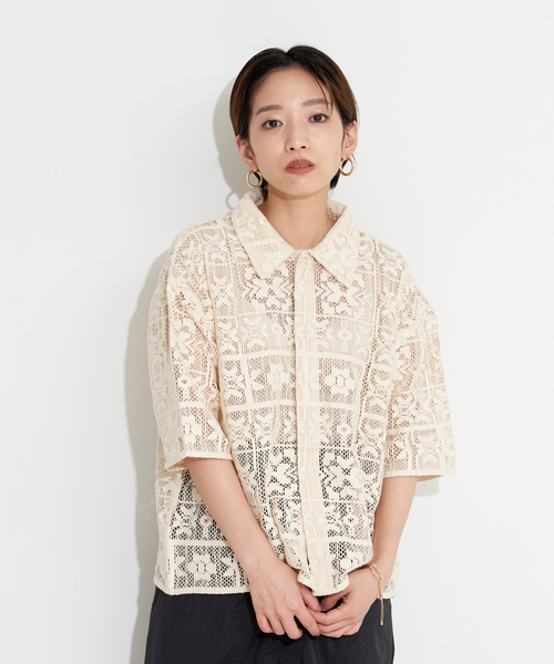 NOMINE（ノミネ） ブラウス シャツ 「WEB限定」パッチワークレース