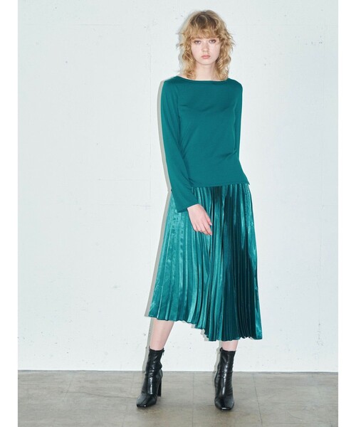 tシャツ MIDIUMISOLID for Ladies ボートネックインナープルオーバー レディース MIDIUMISOLID tシャツ for Ladies ボートネックインナープル