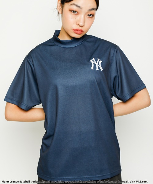 tシャツ 「MLB/New York Yankees」モックネック長袖Tシャツ レディース メンズ MLB/New York Yankees】モックネック長袖Tシャツ BACK TO THE