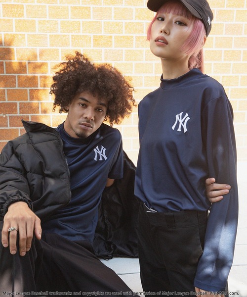 tシャツ 「MLB/New York Yankees」モックネックTシャツ レディース メンズ BACK TO THE FIELD tシャツ 「MLB/New York Yankees」モック