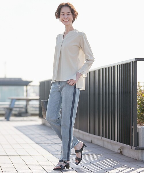 tシャツ 「XSサイズ〜/洗える」トリコットジャージー プルオーバー レディース 自由区 tシャツ 「XSサイズ〜/洗える」トリコットジャージー