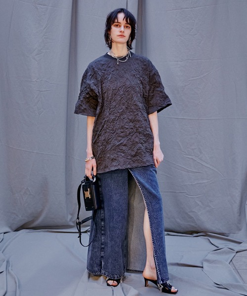 ワイドパンツ ジーンズ デニム デニムパンツ ツイストレイヤードデニム / Twisted Layered Denim レディースの画像